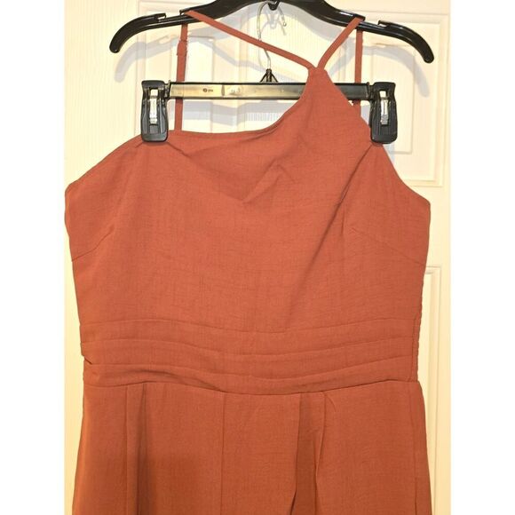 NWT PRETTYGARDEN Spaghetti Strap Wide Leg Crop Jumpsuit Brick Color Size XL - Picture 2 of 13